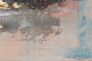 Tableau peint à la main Morning Lights Beige - Gris - Bois massif - Textile - 120 x 60 x 4 cm