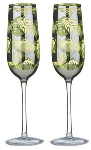 Tropical Leaves Champagnerflöten 2er Set Glas - 6 x 25 x 6 cm