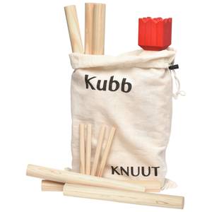 Knuut Kubb mit Stoffbeutel Braun - Holz teilmassiv - 20 x 8 x 30 cm