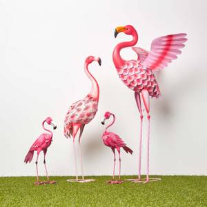 Gartenfigur Deko Flamingo mit Hakenhals Pink - Metall - 9 x 35 x 9 cm