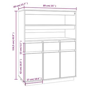 Highboard DE7648 Schwarz - Massivholz - 40 x 117 x 89 cm