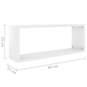 Étagère murale (lot de 2) 3016486-1 Blanc crème brillant - 15 x 23 x 60 cm - Nombre de pièces dans le lot : 2