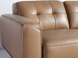Canapé 3 places en cuir couleur sable Beige - Cuir véritable - Textile - 227 x 78 x 95 cm