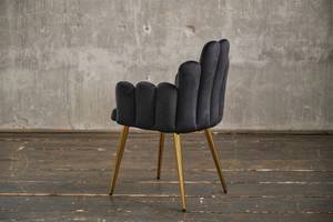 Chaise FREJA Velvet pied or Noir