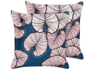 Coussin décoratif CHRYSANTHEMUM Bleu - Rose foncé - Textile - 45 x 10 x 45 cm