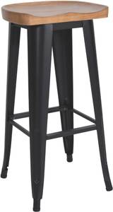 Tabouret de bar Clara Lot de 2 Noir - Bois manufacturé - 41 x 80 x 32 cm