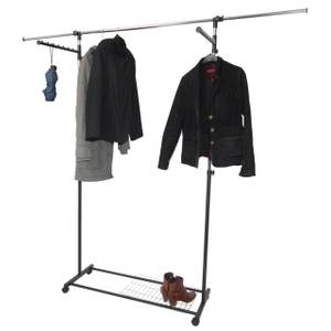 Porte-vêtements à roulettes extensible Noir - Argenté - Métal - 192 x 195 x 83 cm