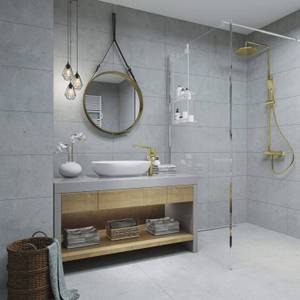 Duschsystem mit Regendusche golden Gold - Metall - 31 x 121 x 36 cm