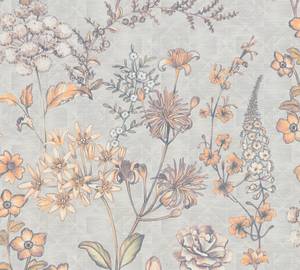 Blumentapete Skandinavisch Grau - Orange - Gelb - Kunststoff - Textil - 53 x 1005 x 1 cm