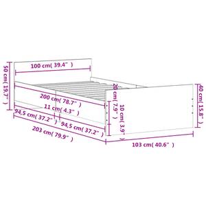 Bettgestell M675954 Schwarz - 103 x 203 cm