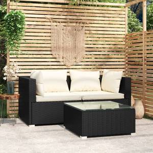 Garten-Lounge-Set (3-teilig) 3013629-6 Schwarz - Creme - Weiß