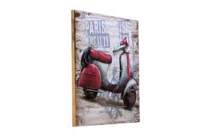 Holzbild When in Paris Rot - Silber - Metall - Holz teilmassiv - 60 x 60 x 5 cm