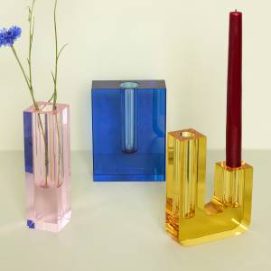 Vase Duo Gelb - Glas - 4 x 16 x 12 cm
