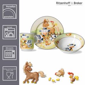 Kindergeschirr-Set Hoftiere 7-teilig Ton - Porzellan - 1 x 1 x 1 cm