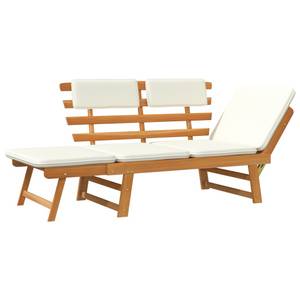 Banc de jardin avec coussins 2-en-1 Blanc - Bois massif - Bois/Imitation - 190 x 74 x 190 cm