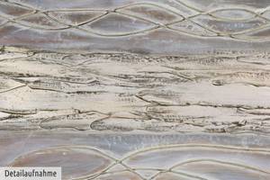 Tableau peint Terre qui tremble Beige - Marron - Bois massif - Textile - 100 x 75 x 4 cm