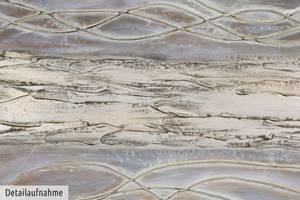 Tableau peint Terre qui tremble Beige - Marron - Bois massif - Textile - En partie en bois massif - 100 x 75 x 4 cm