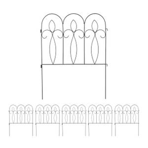 6-tlg. Beetzaun aus Metall Schwarz - Metall - 63 x 81 x 1 cm