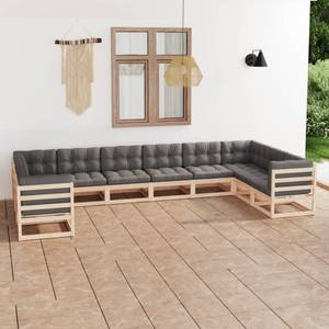 Garten-Lounge-Set (10-teilig) 3009777-2 Grau - Holz