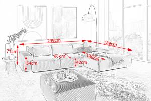 Sofa RANI Ecksofa Cord Cremeweiß - Ecke davorstehend rechts