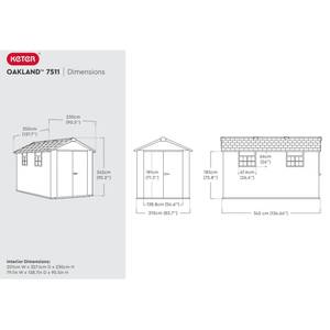 Gartenhaus Grau - Kunststoff - 229 x 242 x 350 cm