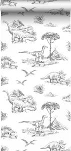 papier peint dinosaures 7347 Noir - Fibres naturelles - Textile - 53 x 1005 x 1005 cm