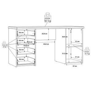 Bureau droit 145 cm 1 porte 4 tiroirs Marron - Bois manufacturé - 145 x 76 x 60 cm