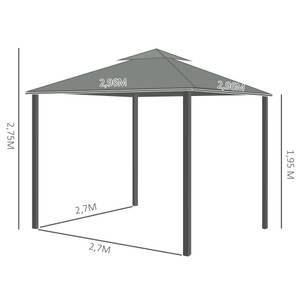 Pavillon 84C-269LG Grau - Metall - 296 x 270 x 296 cm