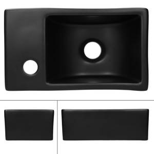 Vasque 355x205x125 cm noir Noir - Céramique - Métal - 21 x 13 x 36 cm