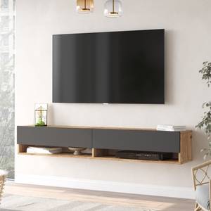 Meuble TV Laitila Anthracite - Imitation chêne rustique - Largeur : 180 cm