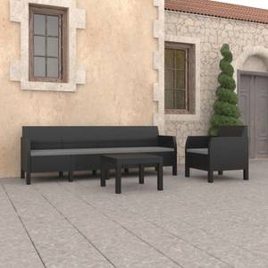 Garten-Lounge-Set Grau - Kunststoff - Polyrattan - 65 x 76 x 63 cm