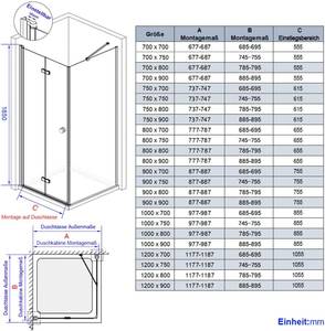 EMKE Duschkabine 100x80cm Glas - 6 x 19 x 80 cm