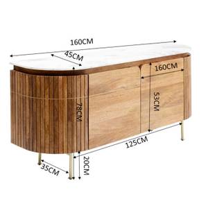 Sideboard Grace Braun - Stein - Holzart/Dekor - 160 x 78 x 45 cm