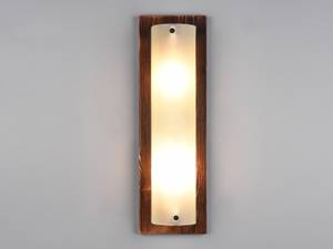 Wandlampe Holz Braun mit Glasschirm 45cm Braun - Weiß - Glas - Massivholz - 14 x 45 x 10 cm
