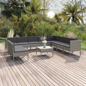 Garten-Sofagarnitur (11-teilig) 3094474 Grau - Metall - Polyrattan - 60 x 35 x 60 cm