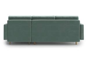 Esme II Schlafsofa mit Chaiselongue Grün - Holzwerkstoff - Massivholz - Textil - Holzart/Dekor - Holz teilmassiv - 232 x 86 x 160 cm