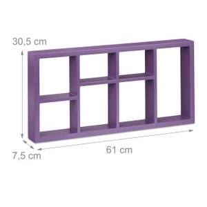 Wandregal schwebend mit 7 Fächern Violett - Holzwerkstoff - 61 x 31 x 8 cm