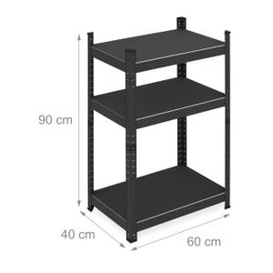 Schwerlastregal mit 3 Ebenen Schwarz - Holzwerkstoff - Metall - Kunststoff - 60 x 90 x 40 cm