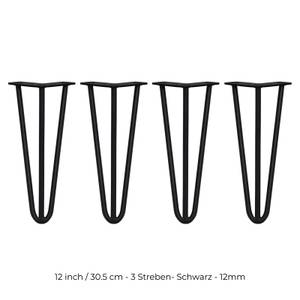 4 x 3 Streben Hairpin-Tischbeine 30.5cm Schwarz - Metall - 1 x 31 x 2 cm