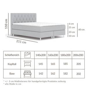 Boxspringbett Excelsior Hellgrau - Breite: 160 cm