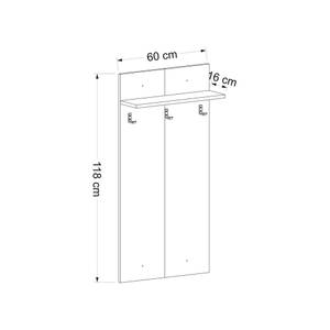 Garderobenpaneel Farsø Weiß - Holzwerkstoff - 60 x 118 x 16 cm