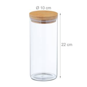 Lot de 4 bocaux en verre avec couvercle Marron - Bambou - Verre - Matière plastique - 10 x 22 x 10 cm