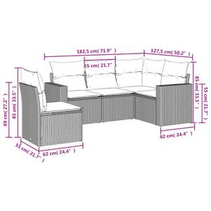 Gartensitzgruppe K4010(5-tlg) Braun - Massivholz - 69 x 62 x 66 cm