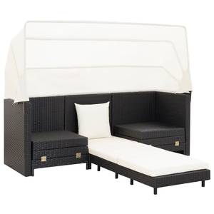 Canapé-lit Noir - Blanc - Métal - Polyrotin - 185 x 150 x 200 cm