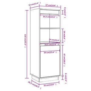 Highboard DE7269 Beige - Massivholz - 34 x 110 x 37 cm