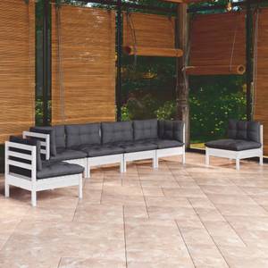 6-tlg. Garten-Lounge-Set mit Kissen Weiß