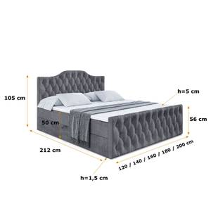 Boxspringbett VILA-1-Z Steingrau - Breite: 140 cm - H4