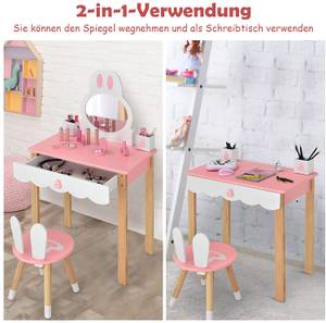 Kinder Schminktisch mit Hocker Pink - Holzwerkstoff - 34 x 103 x 60 cm