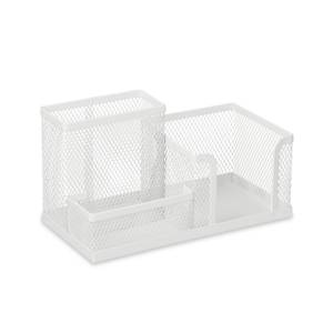 Organiseur bureau avec 3 compartiments Blanc - Métal - 19 x 10 x 10 cm