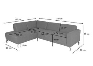 Ecksofa J60 Ottomane links Braun - Massivholz - Kunstleder